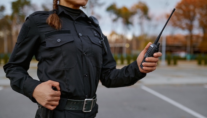 police officer with walkie-talkie