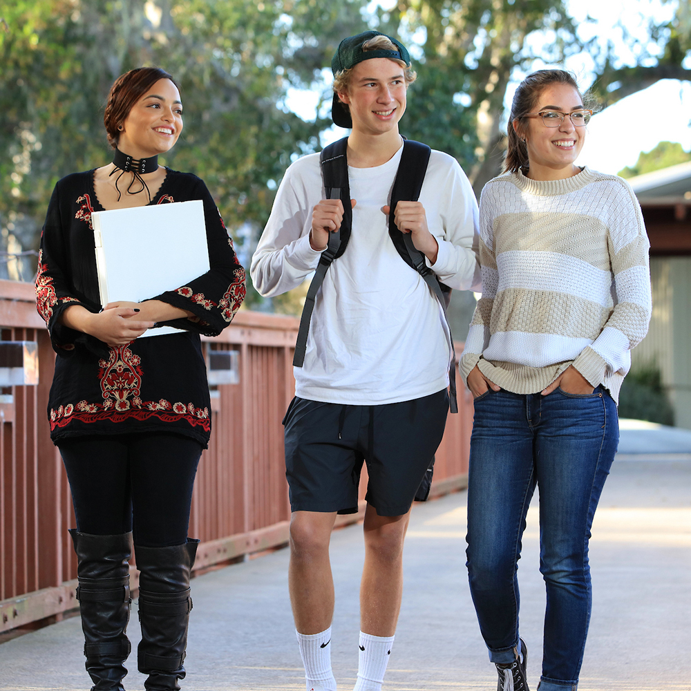 young MPC students walking on campus