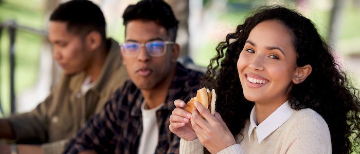 College Students Eating Together