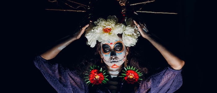 Woman in Dia de los Muertos Costume and Makeup