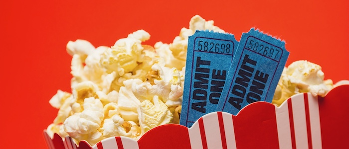 Popcorn and movie tickets