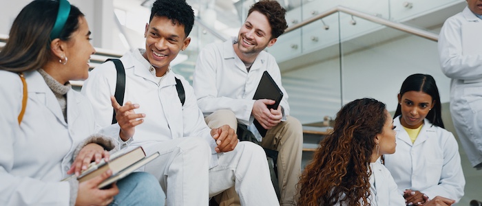 medical students talking with each other
