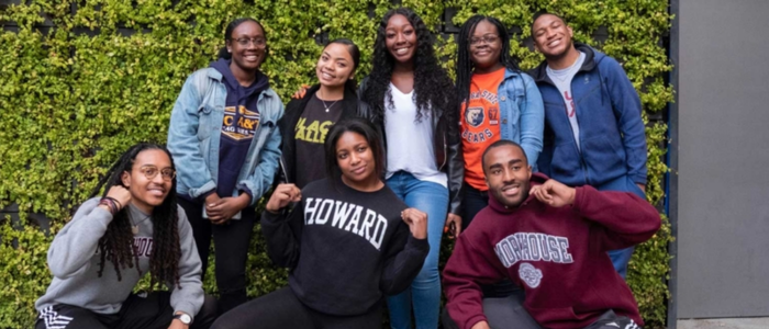 college students wearing their hbcu logo clothing