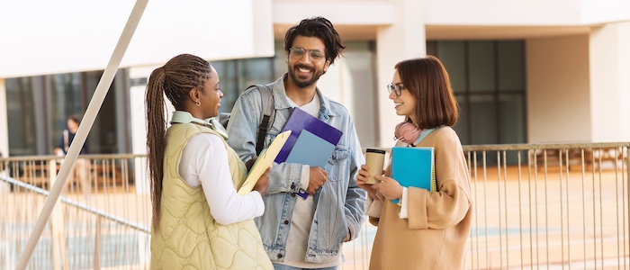 College students in conversation outside